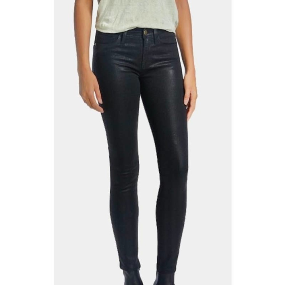FRAME Le Skinny De Jeanne Denim Ankle Jeans in Black waist 25" coated finish